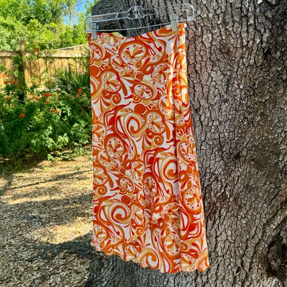 Mazzonetto Dresses & Skirts - Mazzonetto Orange Psychedelic Pucci Style A-line midi skirt.Made in Italy Size 6